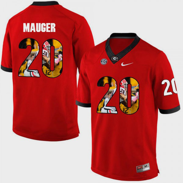 Men's #20 Quincy Mauger Georgia Bulldogs Pictorial Fashion Jersey - Red